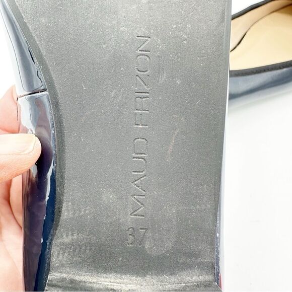 Maud Frizon Women's Black Patent Leather Ballet Flats W/Enamel Accent w/ Bow 6.5 - Picture 10 of 12